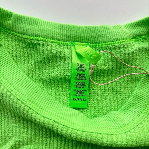 Skims Waffle Long Sleeve T-Shirt - Neon Green - 4x - NWT - Picture 6 of 10